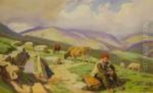 "pastor Y Vacas Del Pirineo" by Dionis Verdaguer Baixeras