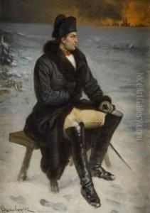 Napoleon Regardant Moscou Bruler.