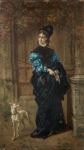 Elegant Lady With A Greyhound
