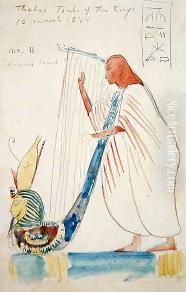 Wall Painting of a Harpist in the Tomb of Ramesses III at Thebes, 1874 - view 1