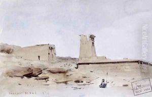 The Temple of Dendur, showing the Pylon and Terrace, 1874 by F. A. Bridgeman