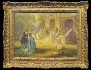 Courtly Ladies Playing Badminton