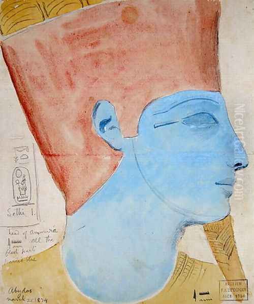 Study of a Relief of the Head of the God Amun in the Temple of Seti I, Abydos, 1874 - view 1