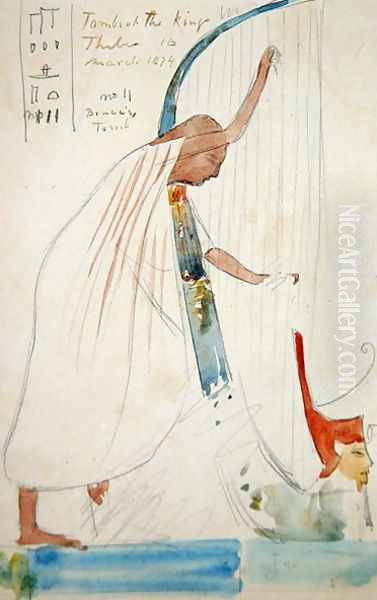 Wall Painting of a Harpist in the Tomb of Ramesses III at Thebes, 1874 (2) - view 1
