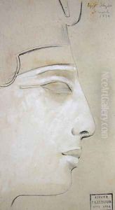 Study of a Relief of a Profile of Seti I in the Temple of Seti I, Abydos, 1874 by F. A. Bridgeman
