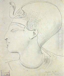 Study of a Relief of the Head of Seti I (1394-1279 BC) in the Temple of Seti I, Abydos, 1874 by F. A. Bridgeman