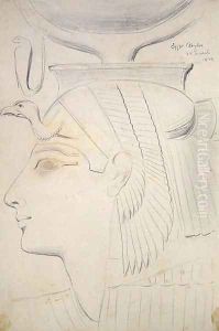 Study of a Relief of a Goddess in the Temple of Seti I, Abydos, 1874 by F. A. Bridgeman
