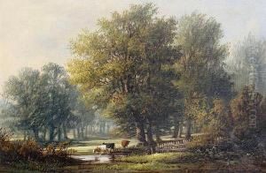 Pastoral Landscapes, A Pair by Thomas Baker Of Leamington