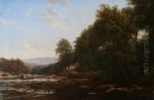 'on The Wye, Near Builth' 't. Baker, 1849', Inscribed With Title On Stretcher by Thomas Baker Of Leamington