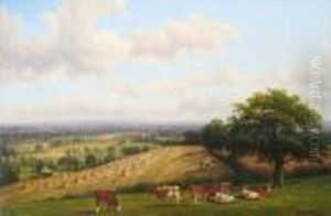 Harvesting Near Barford by Thomas Baker Of Leamington