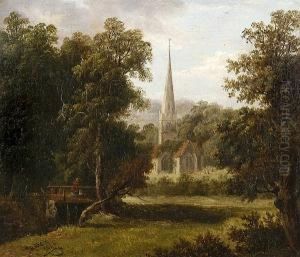 Figure On A Bridge By A Church