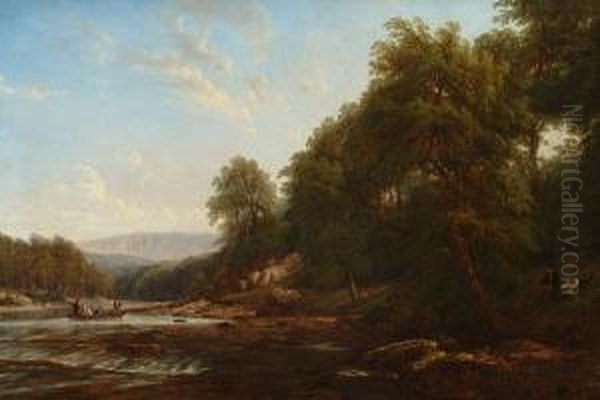 Boating Party On A Welsh River - view 1