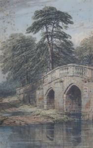 Bridge At Stoneleigh Park, Inscribed Verso by Samuel Henry Baker
