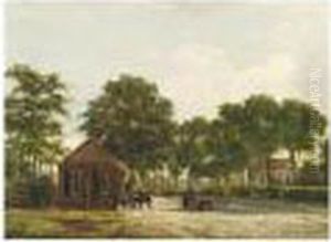 Figures Near A Baiting-place by Alexander Hieronymus Jun Bakhuyzen