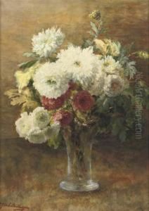 A Bouquet In A Glass Vase by Geraldine Jacoba Van De Sande Bakhuyzen