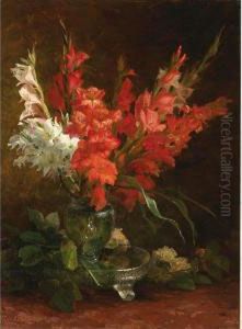 A Still Life With Gladioli by Geraldine Jacoba Van De Sande Bakhuyzen