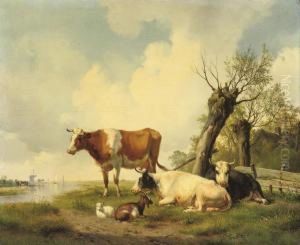 Cattle On The Waterfront by Hendrikus van den Sande Bakhuyzen