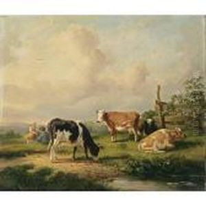 Cows In A Landscape by Hendrikus van den Sande Bakhuyzen