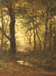 In Het Bosch Van Ruurloo: A Forest Stream by Julius Jacobus Van De Sande Bakhuyzen