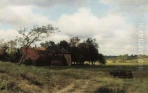 Heading Home: A Farm Amongst Fields by Julius Jacobus Van De Sande Bakhuyzen
