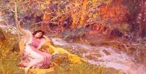 Reclining By A Stream