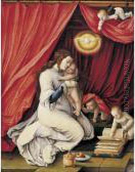 Virgin And Child With Three Angels - view 1