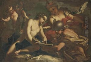 Mercury Instructing Cupid In The Arts by Antonio Balestra
