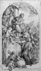 The Madonna And Child With Saint Luigi Gonzaga And Angels by Antonio Balestra