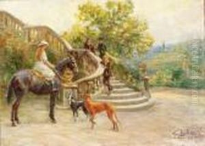 Fanciulla A Cavallo Nel Parco by Carlo Balestrini
