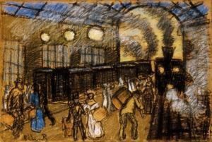 Railway Station In Brussels by Rezso Balint
