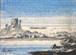 Kystlandskap Olje Pa Plate by Peder Balke