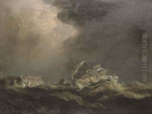 His Majesty's frigate Fisgard, Captain T. Byam Martin, on a lee shore weathering Ushant at 8.00 a.m. on 16th January 1801 - view 1