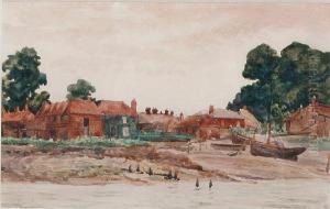 Boats Drawn Up Near The Mouth Of A River by Wilfred Williams Ball