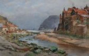 Coastal Village Scene, Possibly West Country by Wilfred Williams Ball