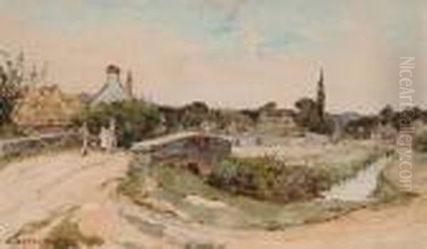 Figures On A Village Bridge - view 1
