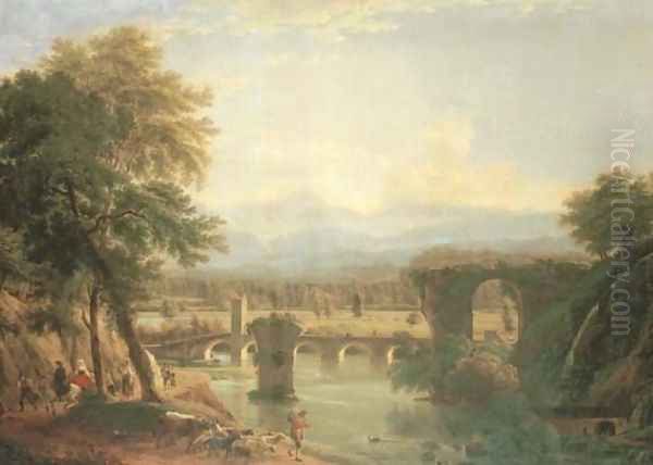 The Augustan bridge on the Nera river, near the town of Narni, Italy 1790 - view 1