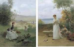 The Love Letter And Young Women Sitting In A Field: A Pair