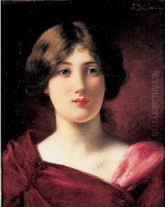 Portrait De Femme A La Robe Pourpre