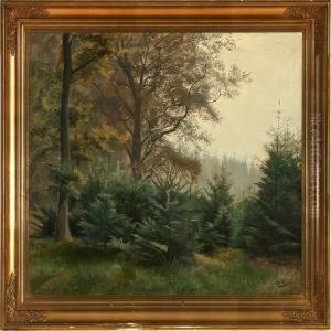 Autumn Forest Scenefrom Hojbjergskov, Denmark by Otto Petersen Balle