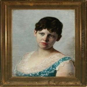 Portrait Of A Young Woman by Otto Petersen Balle