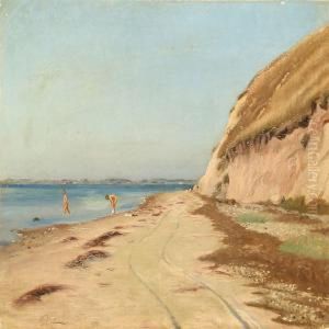 Bathing Children On A Beach by Otto Petersen Balle