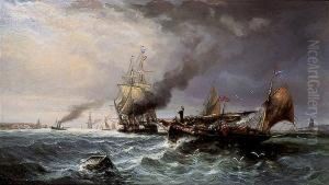 Bateaux Pres Des Cotes by Auguste Ballin