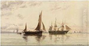 Sailing Vessels In A Calm by Auguste Ballin