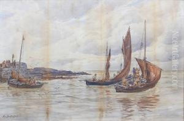 Fishing Boats By A Jetty - view 1