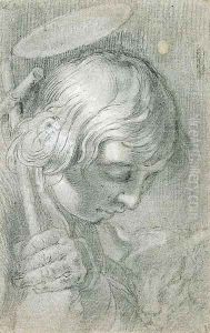 The head of the youthful Baptist with a lamb by Hendrick Bloemaert