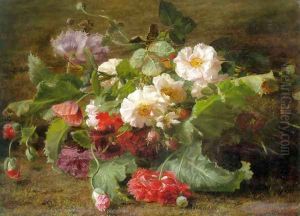 Poppies and Wild Roses by Geraldine Jacoba Van De Sande Bakhuyzen