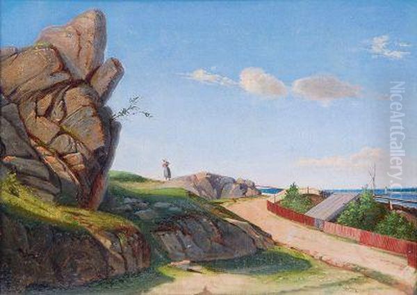Frau In Felsiger Landschaft Am Meer - view 1