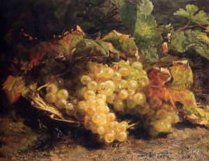 Autumn Treasures: Grapes In A Wicker Basket by Geraldine Jacoba Van De Sande Bakhuyzen