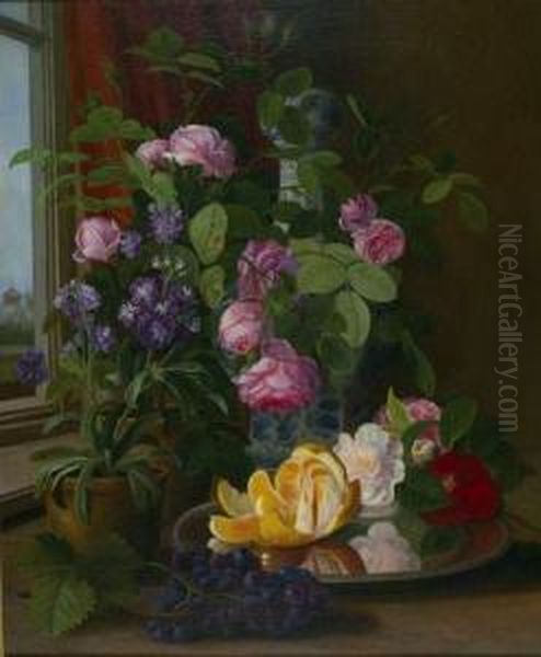 Stillleben Mit Blumen Und Fruchten. - view 1
