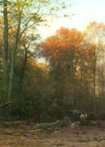A Woodcutter at Work by Geraldine Jacoba Van De Sande Bakhuyzen